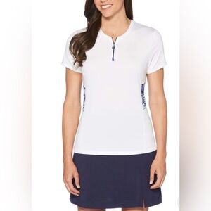 Callaway Golf Tennis White Polo Henley Top Pickleball Womens XL Ventilated Panel